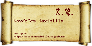 Kovács Maximilla névjegykártya